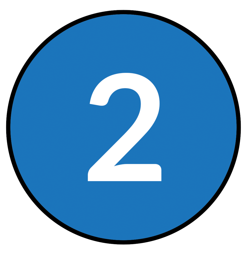 Blue circle with the number two in white font