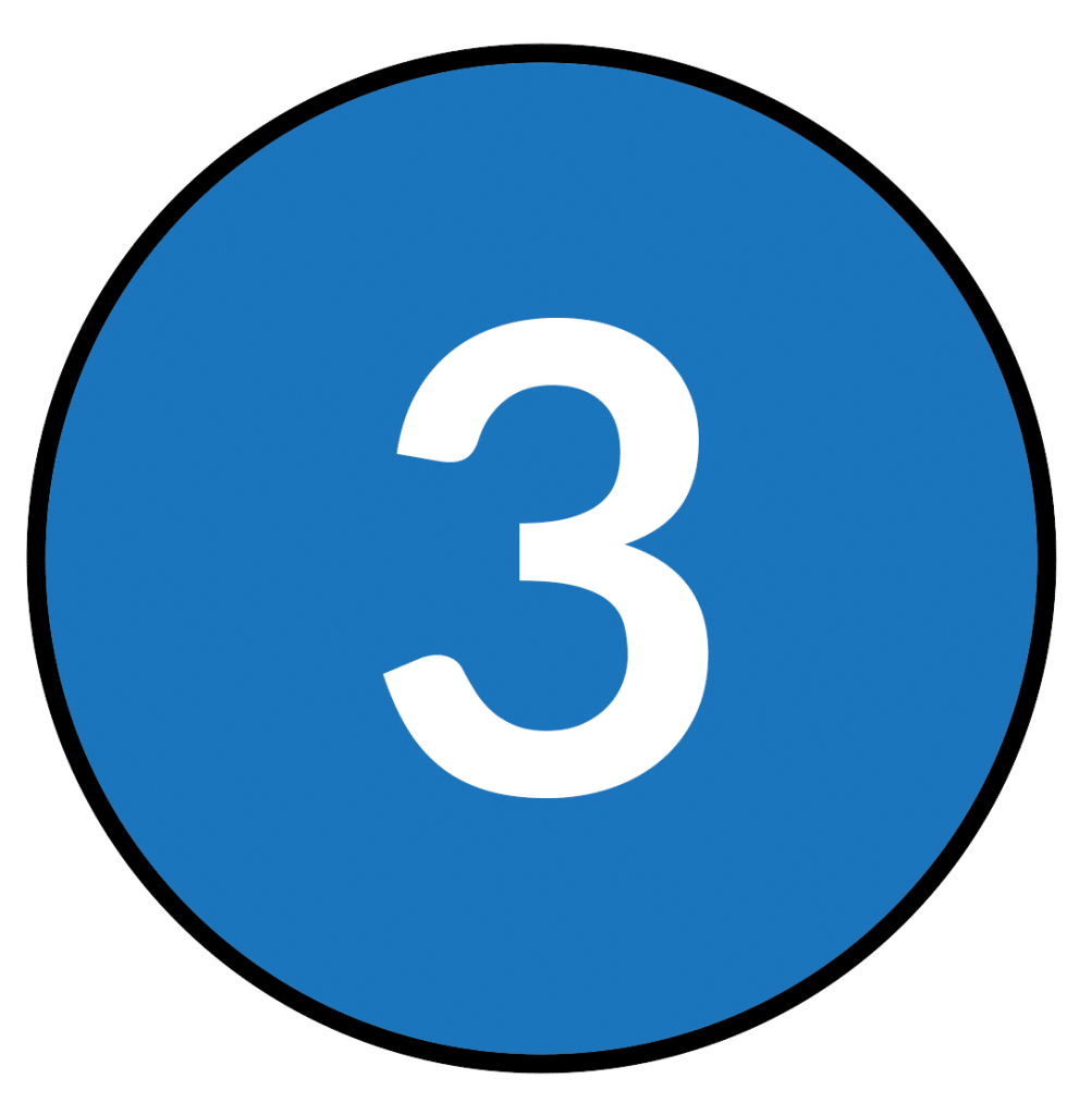 Blue circle with the number three in white font