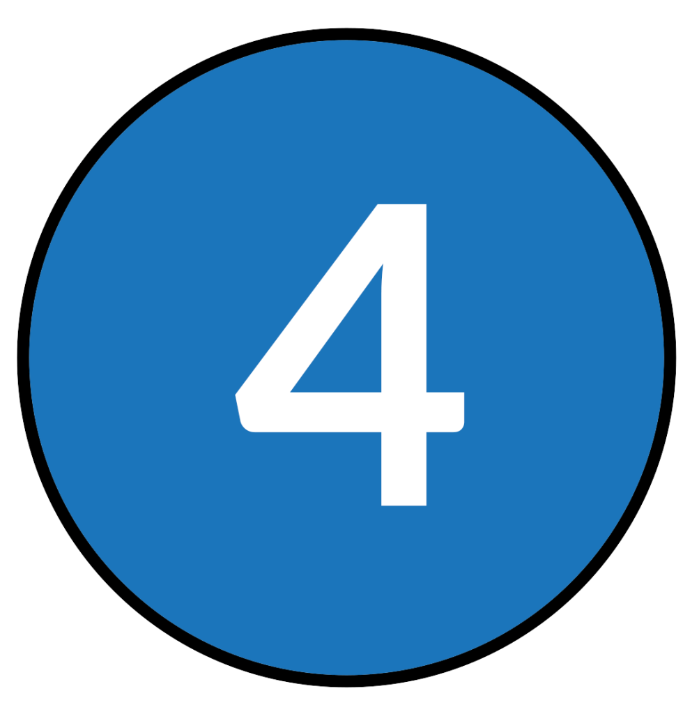 Blue circle with the number four in white font