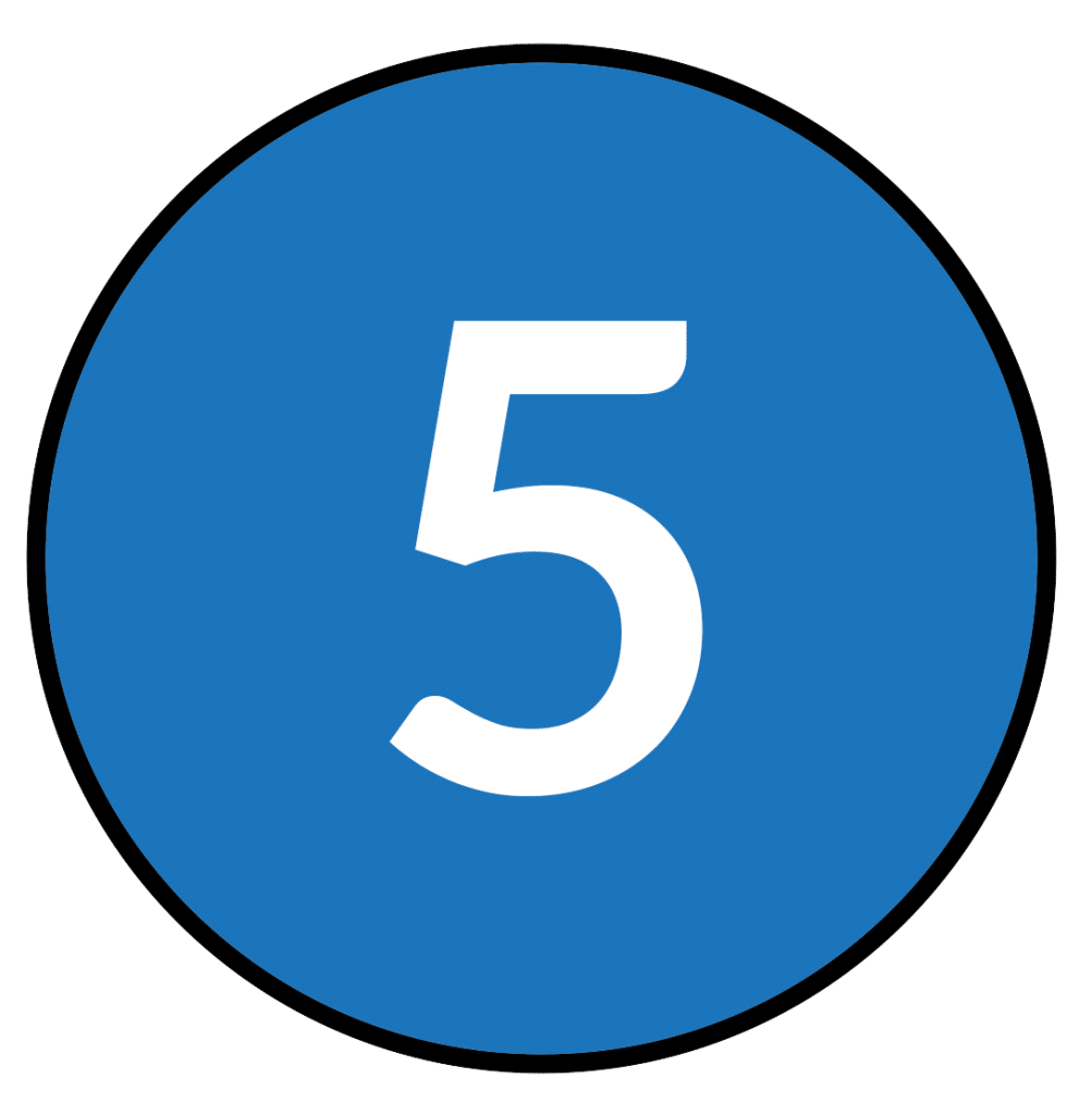 Blue circle with the number five in white font