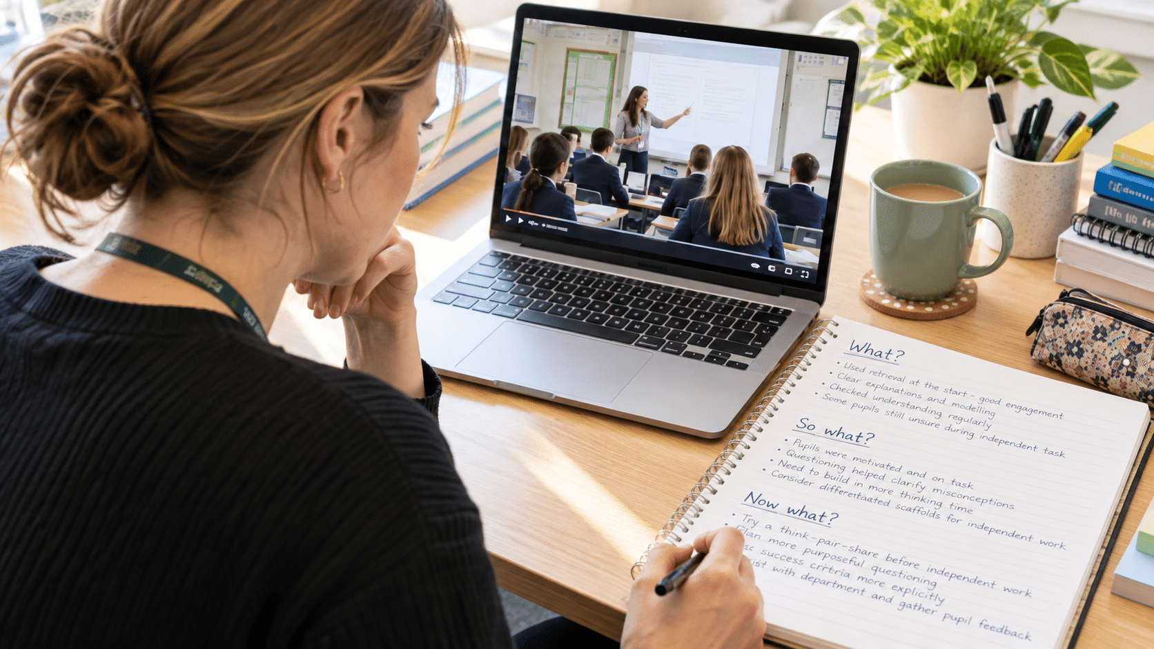 Teacher Reflecting on Classroom Practice